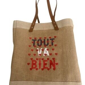 Apolis Global Citizen Market Tote Bag Large Natural Tan Hearts Tout Va